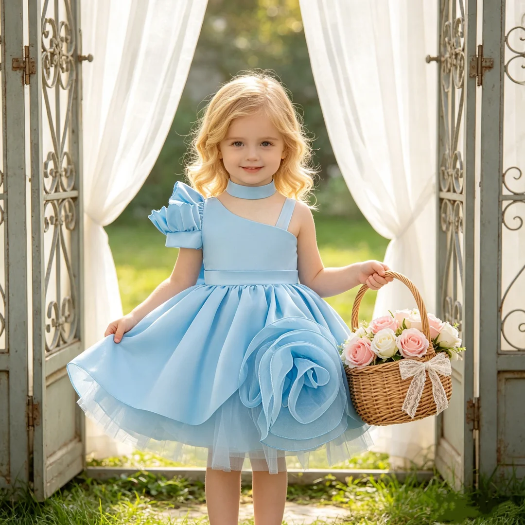 

Floral dress with thin straps is suitable as a birthday gift for baby girls at birthday parties and first birthday celebrations