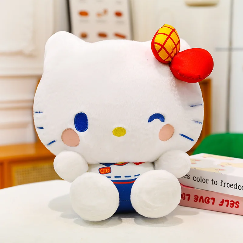 60cm Kawaii Hello Kitty Stuffed Doll Anime Sanrio Plush Toy Cute Large Size Vivid Kitty Plushie for Kids Birthday Xmas Gift