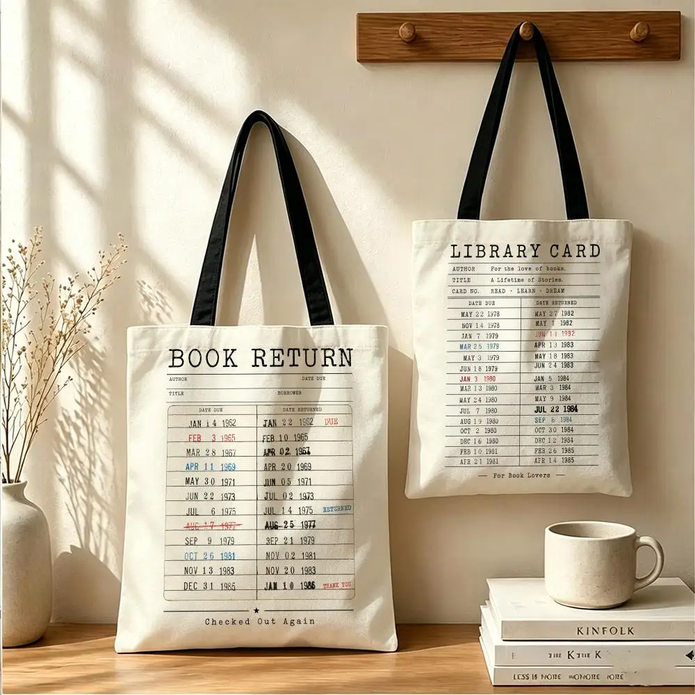 Return to Library Storage Bags Canvas Tote Bag Women Large Capacity Reusable Shopping Shoulder Bag Daily Handbag