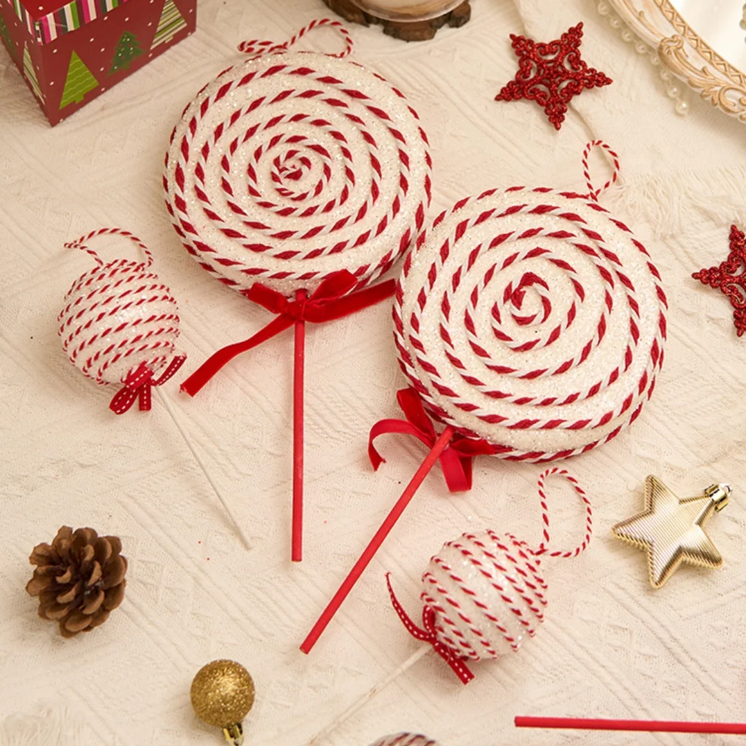 Décorations de canne de sucette de bonbons rouges et blancs, arbre de Noël, pendentif pour Noël, décorations de fête du Nouvel An