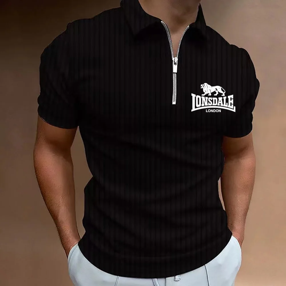 LONSDALE Business Leisure Polo Business Men\'s Shirt Short sleeved Polo Shirt Summer Street Leisure Fashion Men\'s Shirt