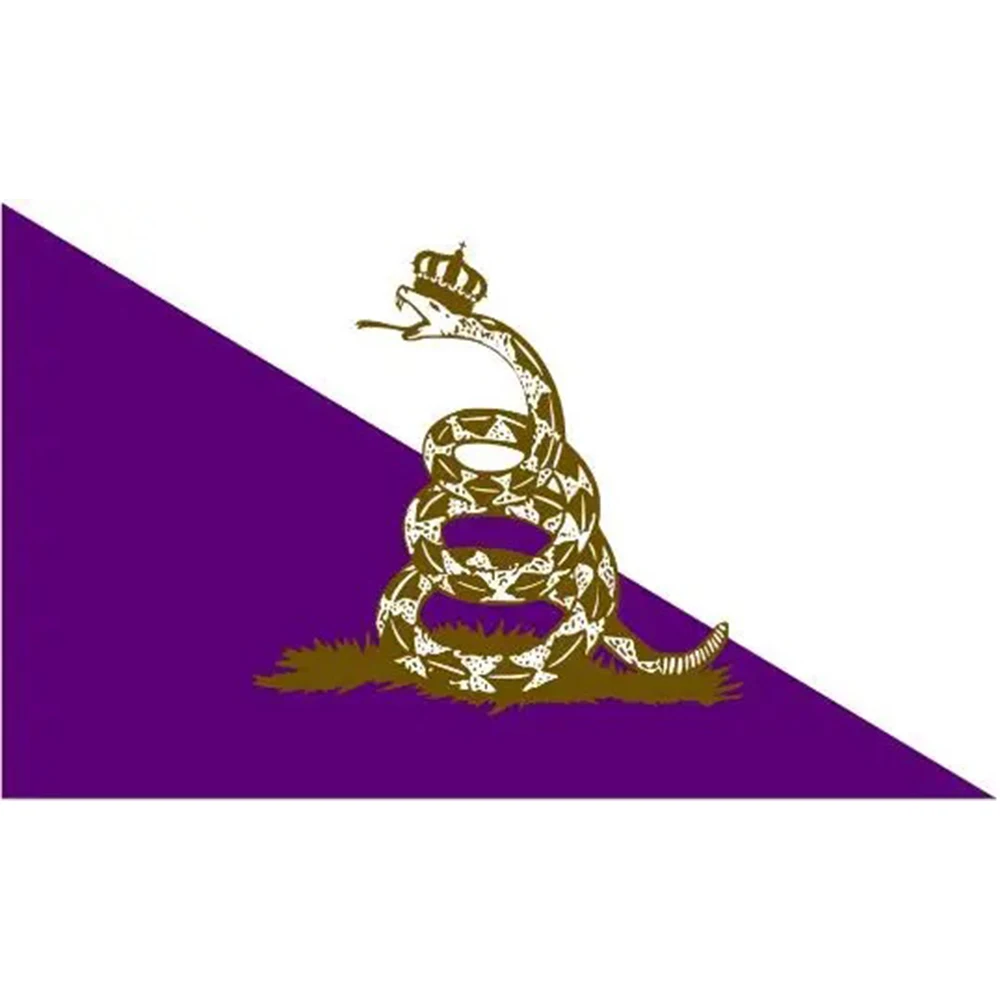 2X3FT 3x5ft Half Purple Half White Crown Flag 100% polyester flags with Don't Tread On Me with Banner