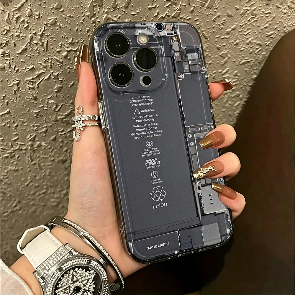 Mechanical Original Soft Case For Iphone 17E 15 Air 11 17 Air 12 13 14 16E 16 Plus 17 Pro Max Cover Case Funda Bumber