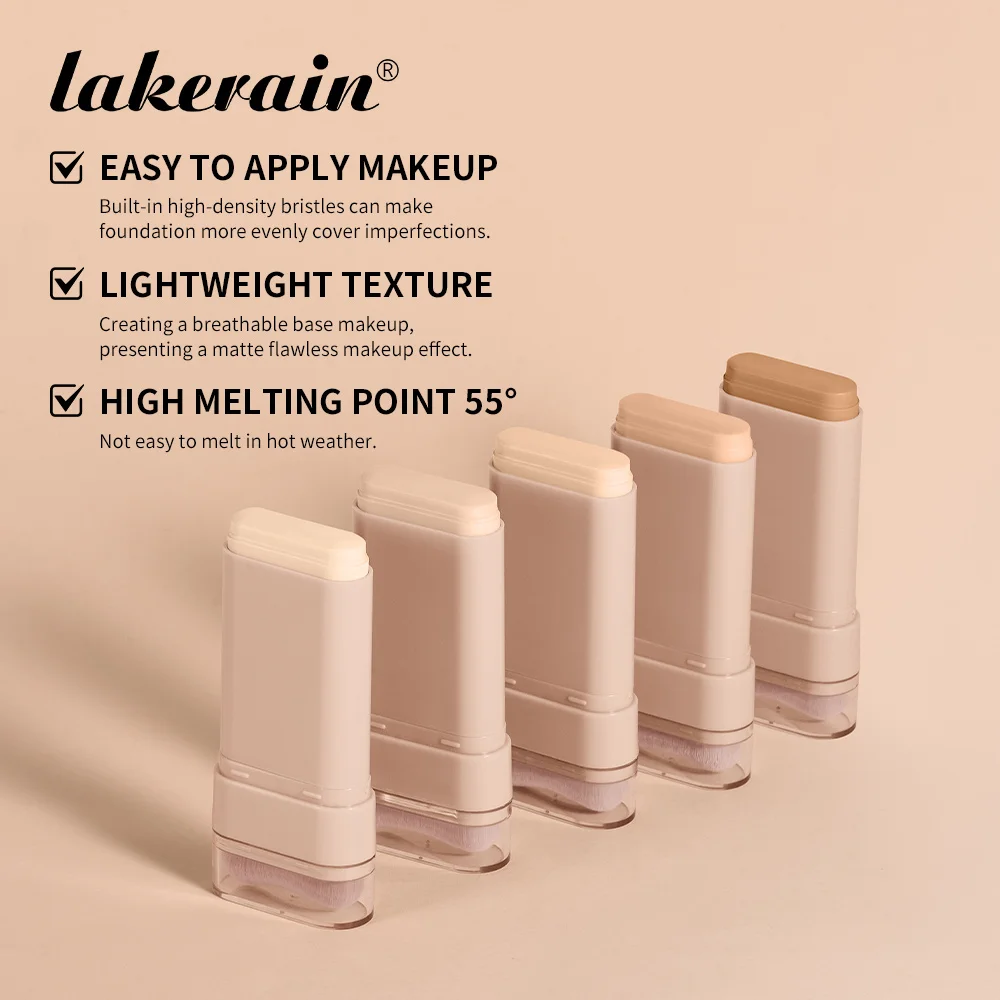 عصا كريم أساس ممحاة خفيفة الوزن وناعمة وملمسة نهائية غير لامعة، تغطية مقاومة للماء، أساسات سفر لا تشوبه شائبة