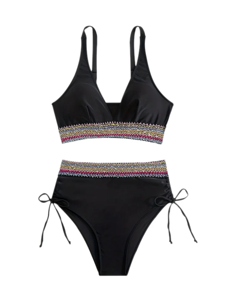 Bikini donna costume da bagno 2025 nuovo bikini solido fionda set costumi da bagno sexy a vita alta estate 2 pezzi set costume da bagno beachwear femminile