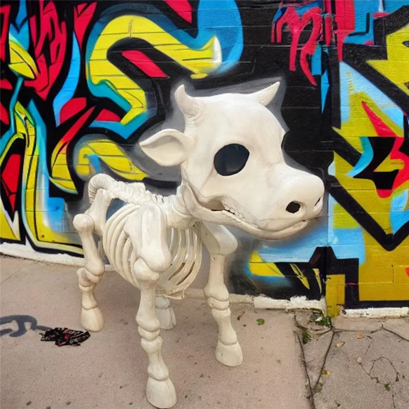 Cow Skeleton Halloween Decoration Skeleton Cow Statue Halloween Cow Skeleton Decor Cow Decorations Outdoor