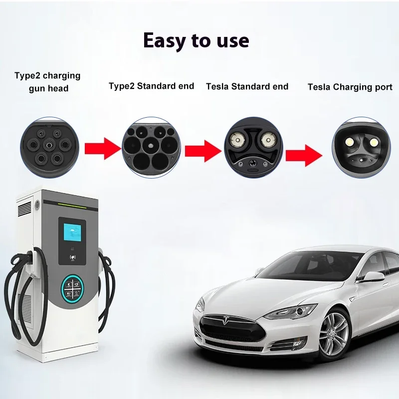 LONLINK tipo 2 a Tesla Adapte 200A connettore di ricarica per veicoli elettrici dispositivi per auto elettriche adattatore per caricabatterie ev per