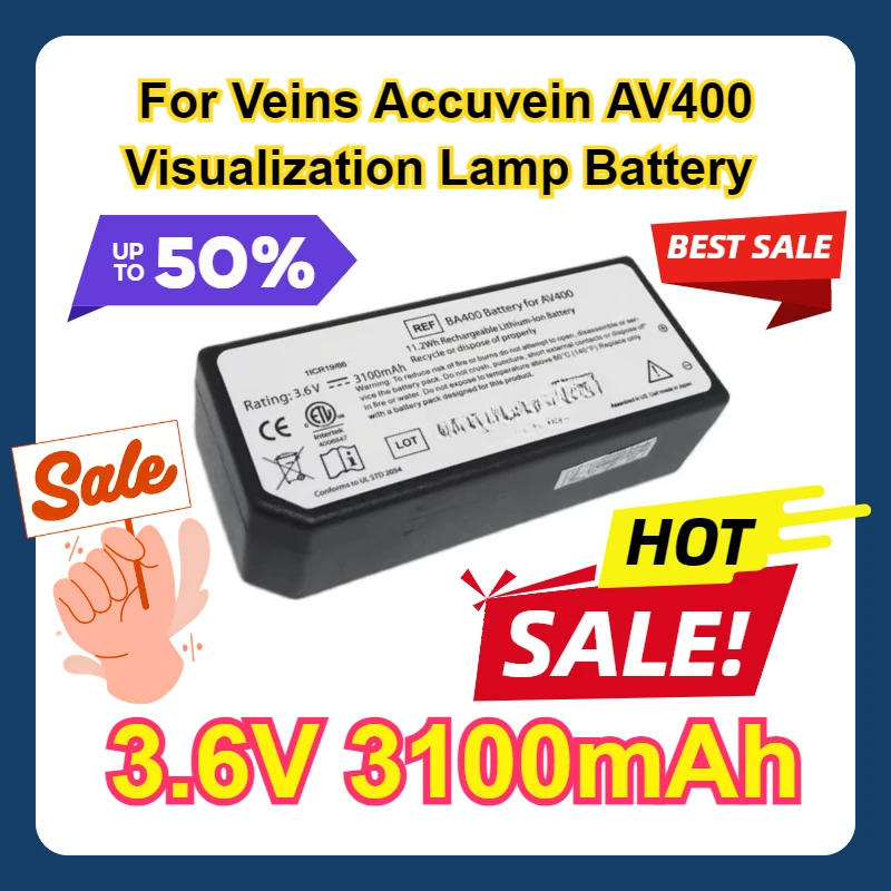 3.6V For Veins Accuvein AV400 3100mAh Visualization Lamp Battery