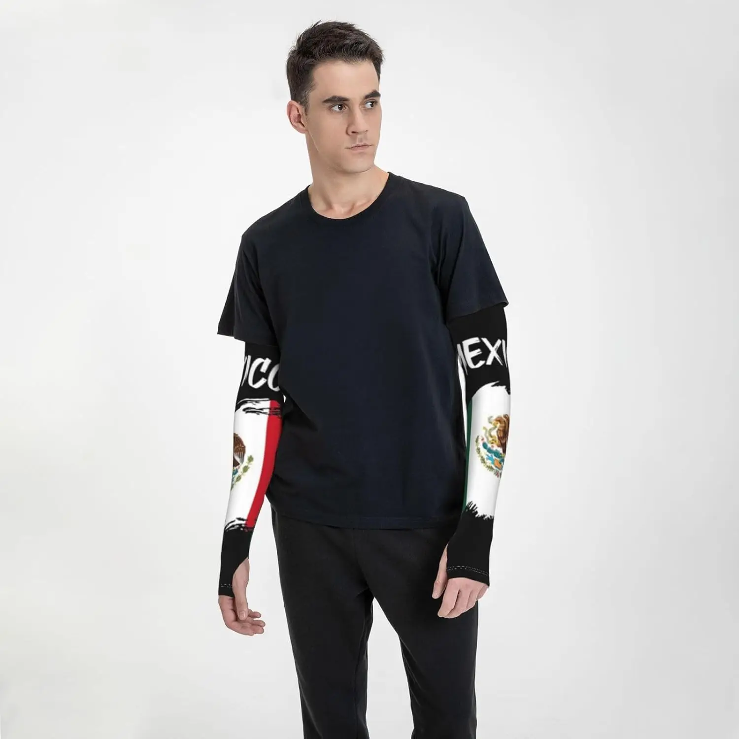 Cute Mexico Flag Arm Sleeves Women Men Mexican Sun Protection Cooling Sun Sleeves Basketball Arm Sleeves