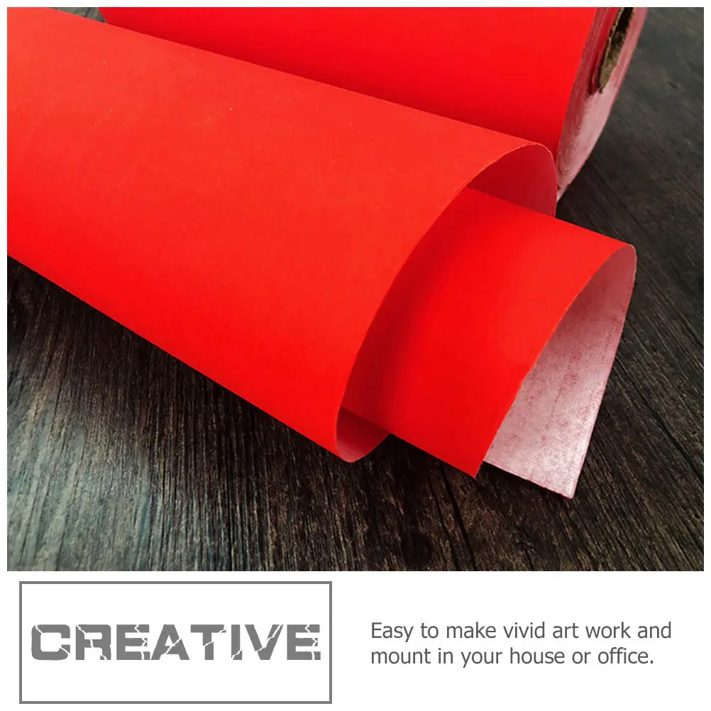 1 Roll Thickened Red Xuan Paper Smooth Ink Calligraphy Paper Roll Blank Couplets Chinese Festival Scroll Material