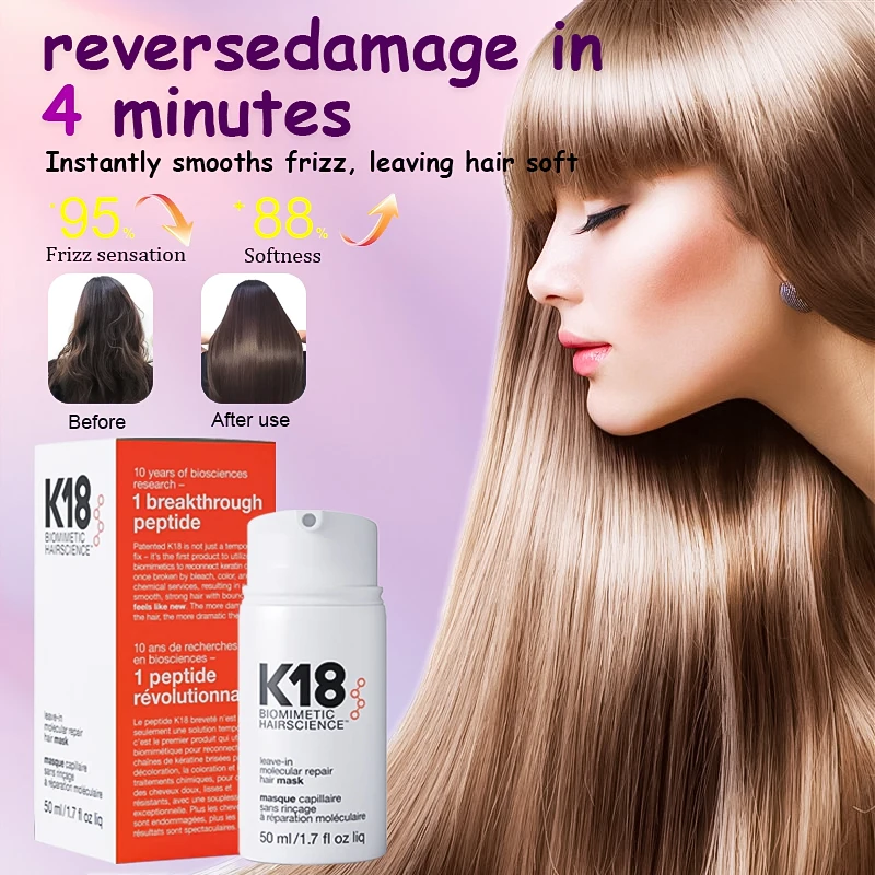 

50ML K18 Original Leave-In Repair Hair Mask Treatment To Repair Dry or Damaged Hair 4 Minutes To Reverse Hair Damag Conditioner