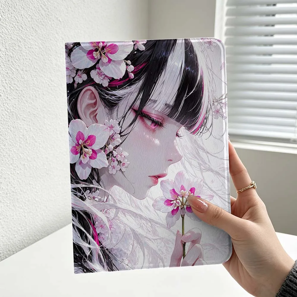 Cartoon Flower Petal Girl For iPad Pro Air mini 7 6 5 4 3 2 1 9gen M5 M4 11th 10th A17 Pro A16 Soft Inch Tablet Case Cover