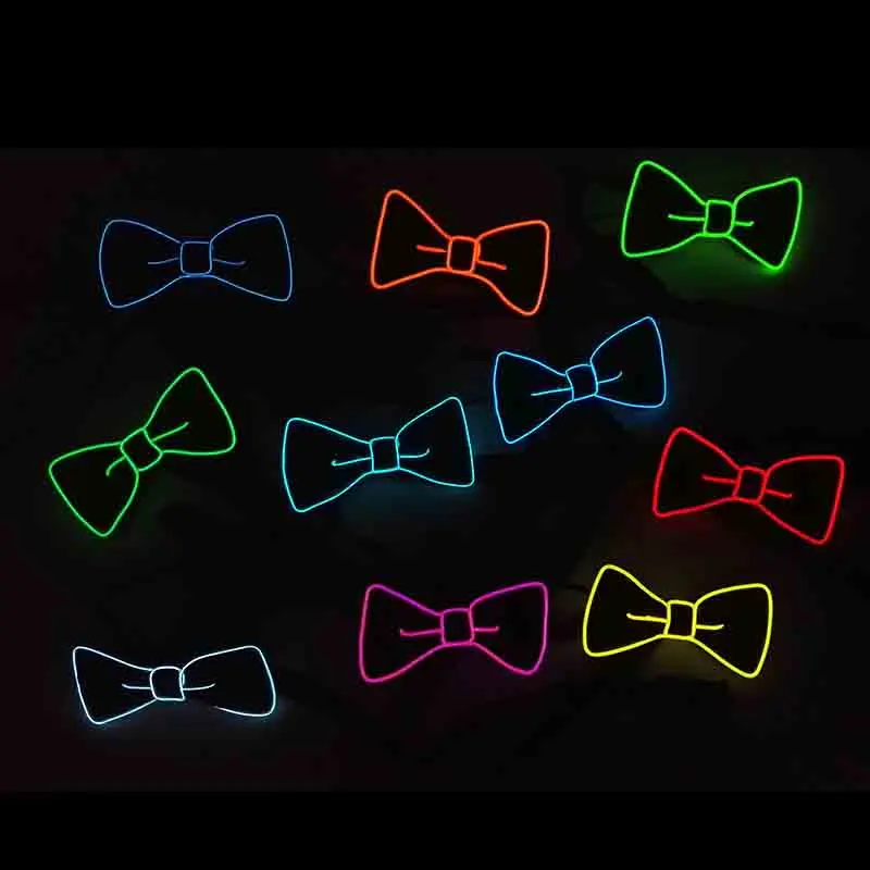 Creative Fluorescent LED Bow Tie Light Up Gentleman Tie Bar Club Props Neon Glowing Dance Masquerade Mens Bow Tie Costume