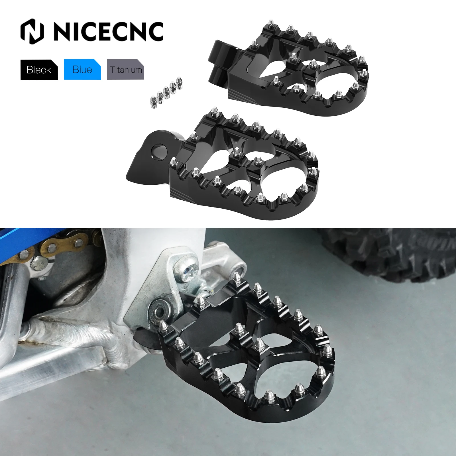 

NiceCNC For Yamaha YZ 85 125 250 125X 250X 250FX 450FX YZ WR 250F 450F 1997-2016 2017 YZ125 YZ250 Footrests Foot Peg Motocross