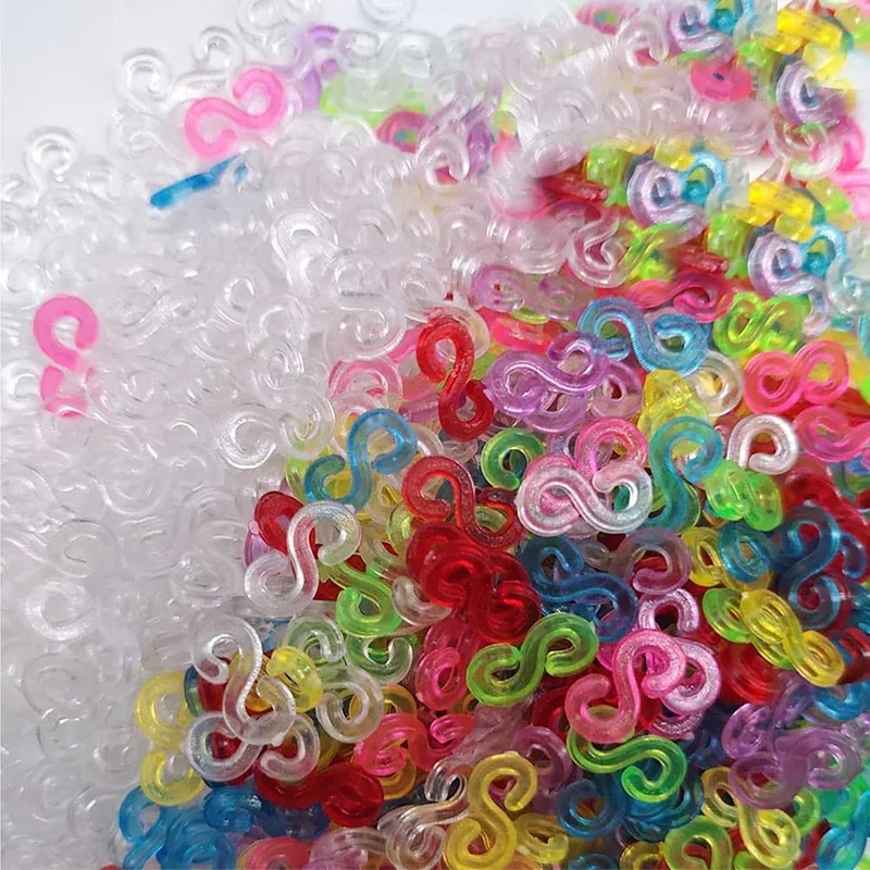 2000pcs Colorful S Clips Rubber Band Lock Hook for Charm Loom Gummies Bracelet Fefillb Diy Jewelry Making Supplies Accessories