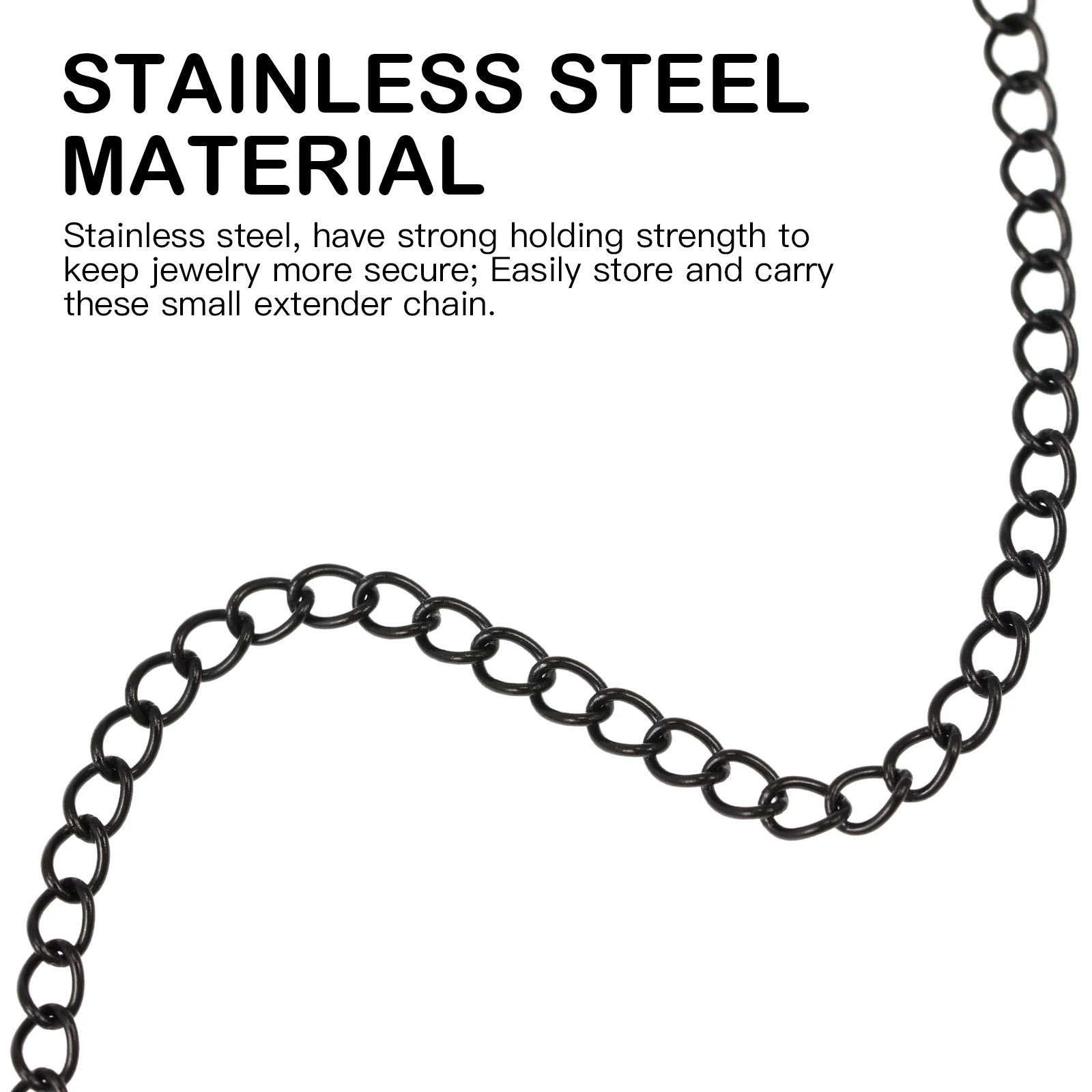 

6pcs Stainless Steel Lobster Buckle Extender Chains Necklace Bracelet Extension Chain Jewelry Findings Diy Jewelry Making Black