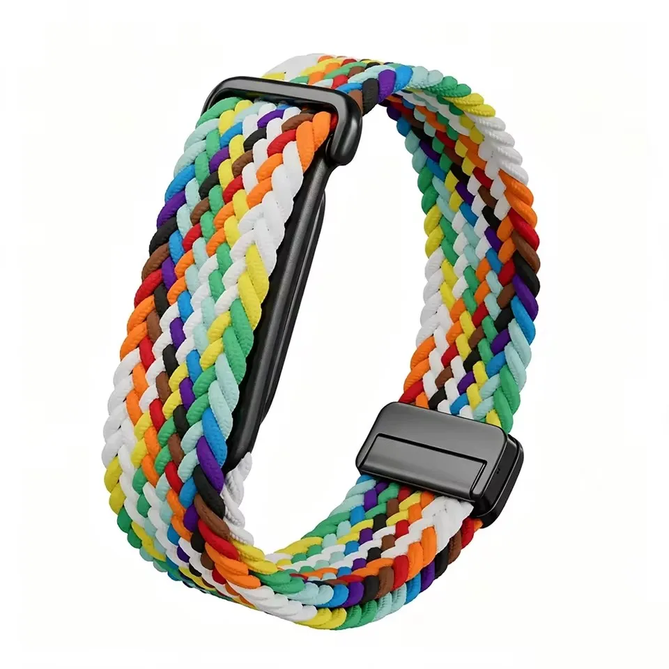 Magnetic Buckle Braided Nylon Wris Bicep Armband Replacement Strap For Google Fitbit Air Fitness Tracker Watch Accessories