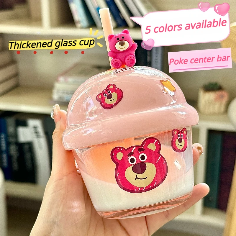 Hot Disney Strawberry Cute Bear 16OZ UV DTF Cup Wrap Transfers Stickers Custom Labels DIY Waterproof Logo for Libbey Glass Can