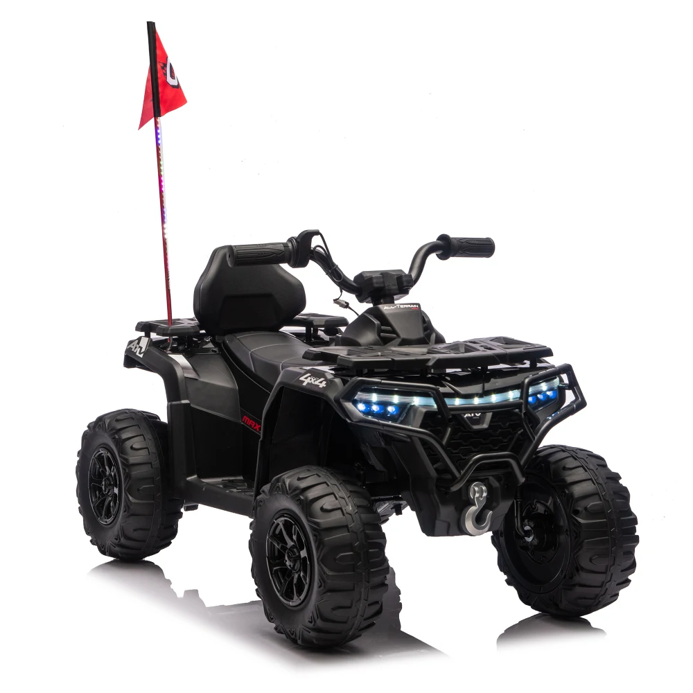 24V 2WD niños paseo eléctrico en ATV diseño todoterreno banderas decorativas interruptor de luz de encendido/apagado Control de volumen multicolor mayores de 3 años