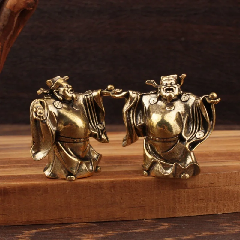 1/2 pieces of brass God of Wealth ornaments, grand God of Wealth ornaments, brass small copper ornaments, Happy Buddha view 3