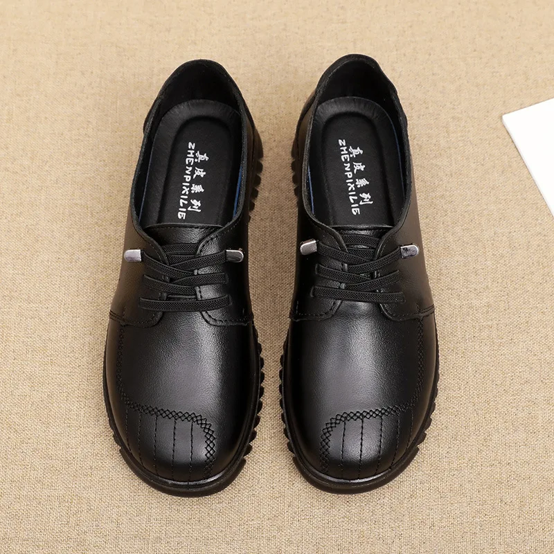 Autumn Sneakers Women Shoes Loafers Lace Up Genuine Leather Flat Casual Shoes Women Breathable Walking Shoes Ladies Shoes