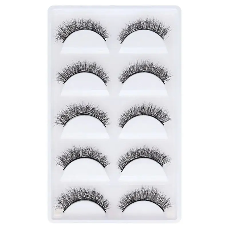 5 Tray/Pack Flexible Multilayer Natural Fluffy look Cruelty-Free Reusable Lightweight 100% Handmade Full strip eyelashes