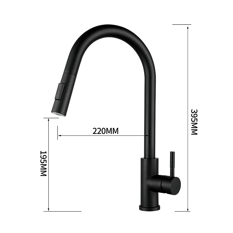 Imagem -05 - Smart Touch Kitchen Crane Faucet com Sensor Torneira de Água Misturador Pia Girar Preto 1015