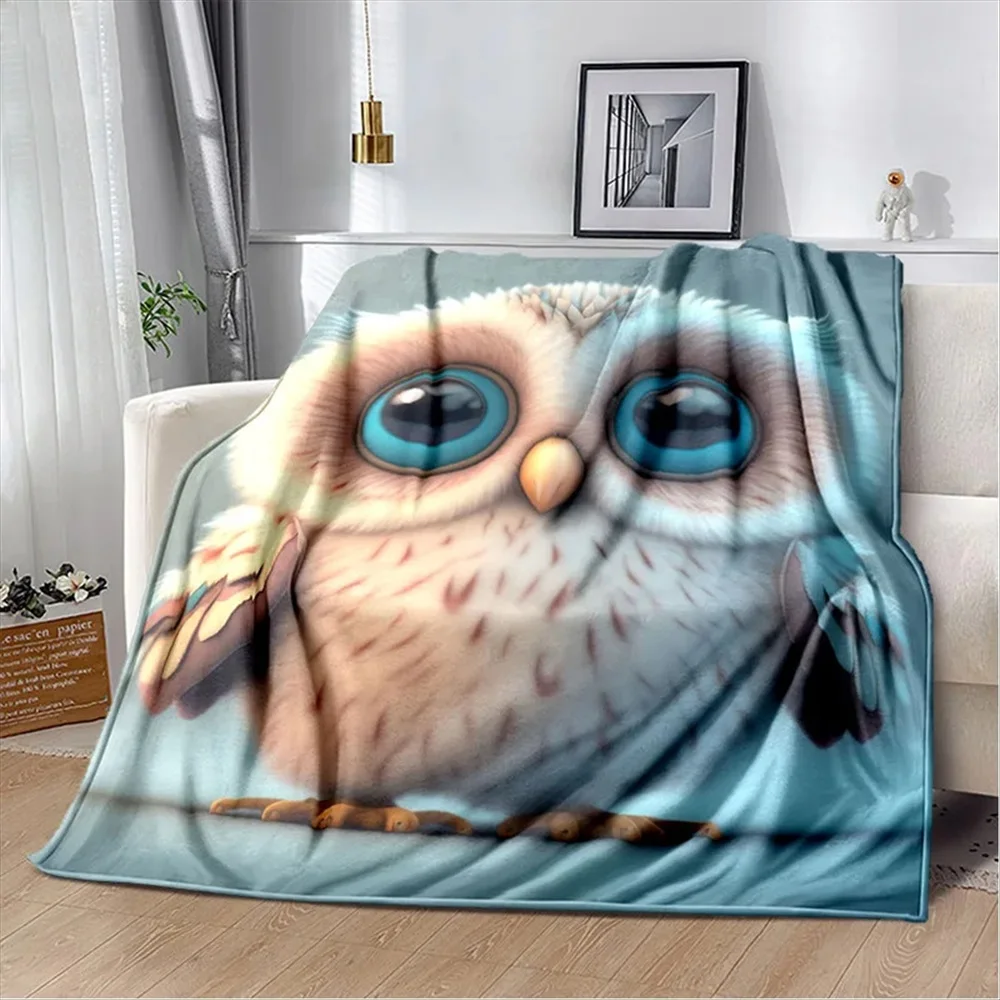 HD Colourful Cute Owl Cartoon Blanket,Soft Throw Blanket For Home Bedroom Bed Sofa Picnic Travel Office Rest Cover Blanket Kids