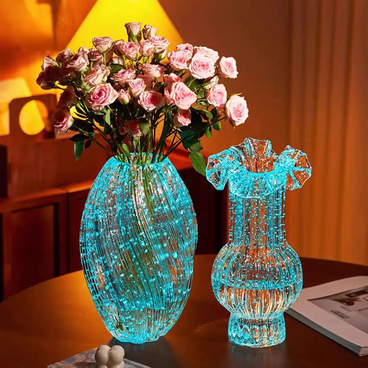 LMM simple and creative luminous glass vase beautiful light luxury hydroponic water nourisher