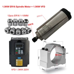 CNC Air Cooled 800W 1500W 2200W Spindle Motor Kit 2.2KW 1.5KW Frequency Converter Inverter 220V VFD ER11 ER16 ER20 Collet Chuck