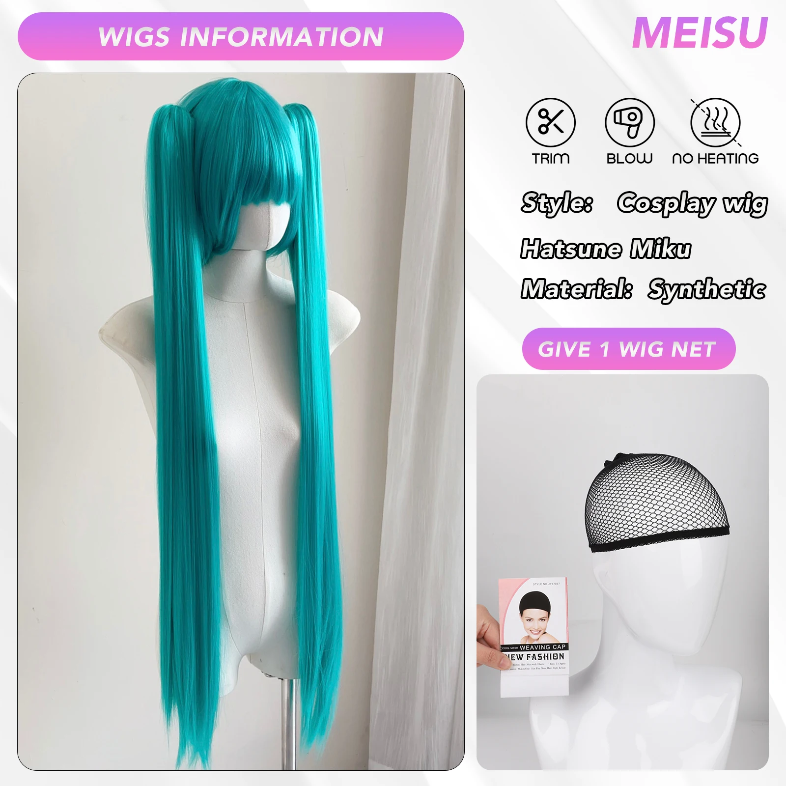 MEISU 36 Inch Cosplay Long Bangs Wig Synthetic Fiber Layered Hair Heat-Resistant Natural Smooth Cosplay Comic Convention Selfie