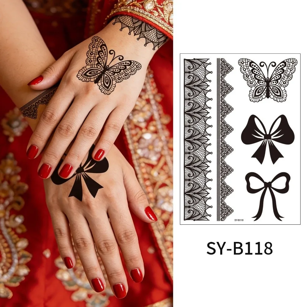 Water Transfer Decals Mandala Henna Tattoo Stickers India Mehndi Flower Instant Henna Temporary Tattoo Fake Waterproof