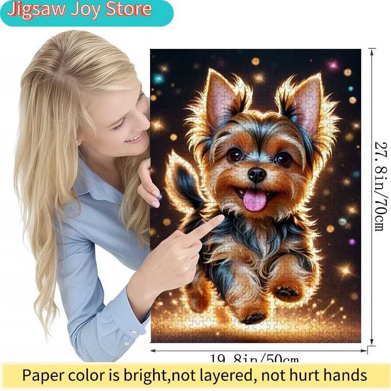 1000pcs Colorful Adorable Puppy Dog Jigsaw Puzzle | Vibrant Abstract Design, Yorkshire Terrier Pattern, Challenging & Entertai