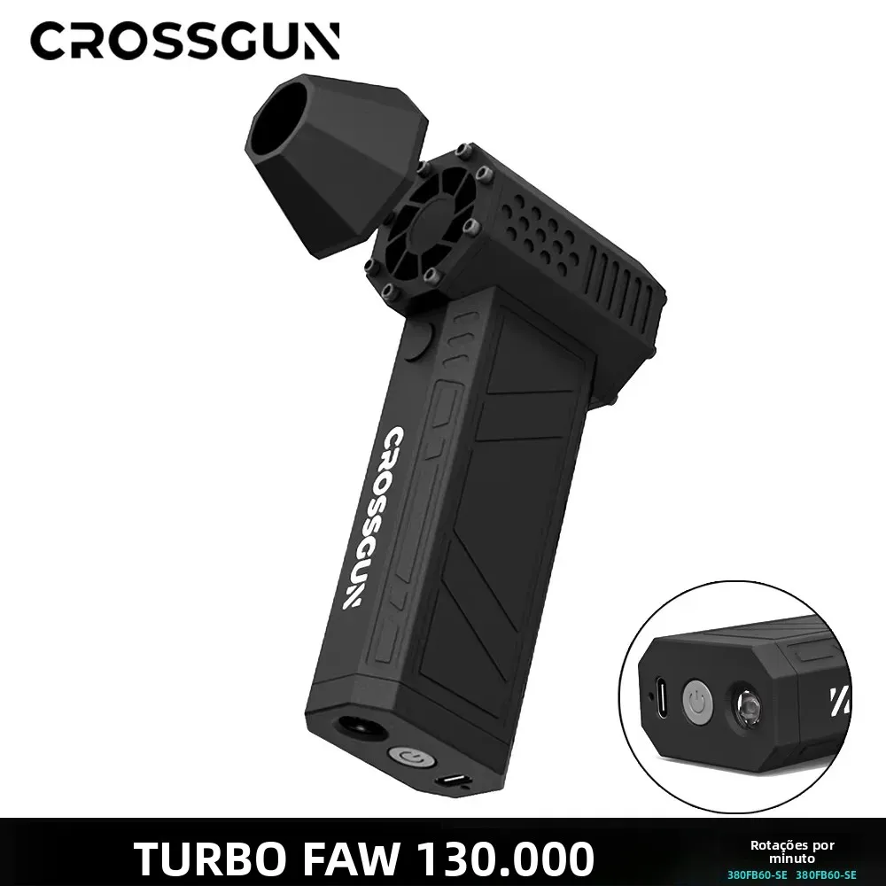 Ventilador Portátil Turbo CROSSGUN X3 com Luz LED e Ventos Fortes para Remoção de Poeira em Viagens, Escritório e Atividades ao Ar Livre