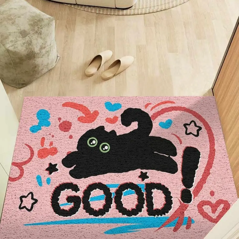 Cute Cat Wire Ring Door Mat Outdoor Indoor Welcome Mats Front Doormat Non Slip Entrance Rugs for Front Door Inside Outside