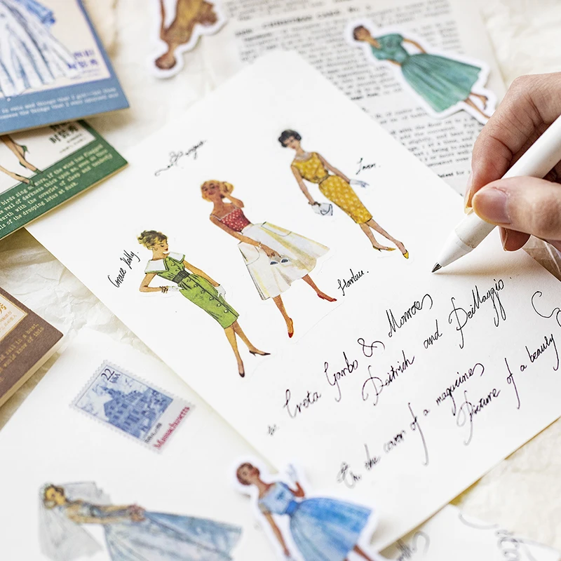 Yoofun 40pcs/lot Vintage Fashion Week Model Stickers Diary Decorative Mobile Stickers Scrapbooking DIY Craft Sticker