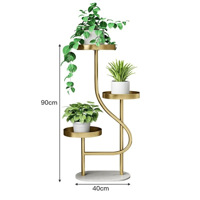 S-Shaped Iron Plant Stand Multi-Tier Floor Shelf with Swivel Wheels Indoor Living Room Balcony Flower Pot Rack Home Decor