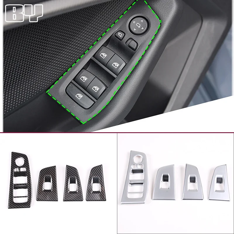 

For BMW 1 2 Series F40 F44 2020-2024 ABS Carbon Fiber Style Auto Glass Lift Frame Decorative Cover Interior Accessories