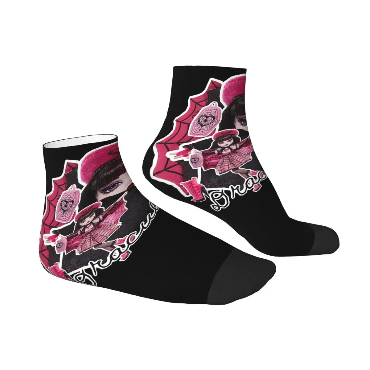 Monster High Doll Pretty Pink Pattern Socks Harajuku Sweat Absorbing Stockings All Season Socks Accessories for Unisex Gifts