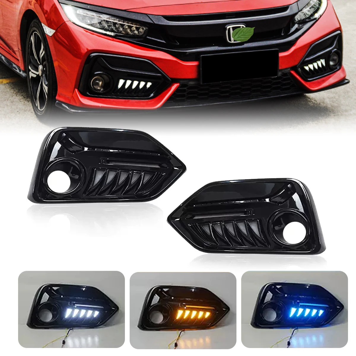 

Auto LED Fog Light Front Bumper Reflector Lights For Honda Civic Hatchback 10th Gen Type R FK7 FK8 FK4 2016-2021 Fog Lamps