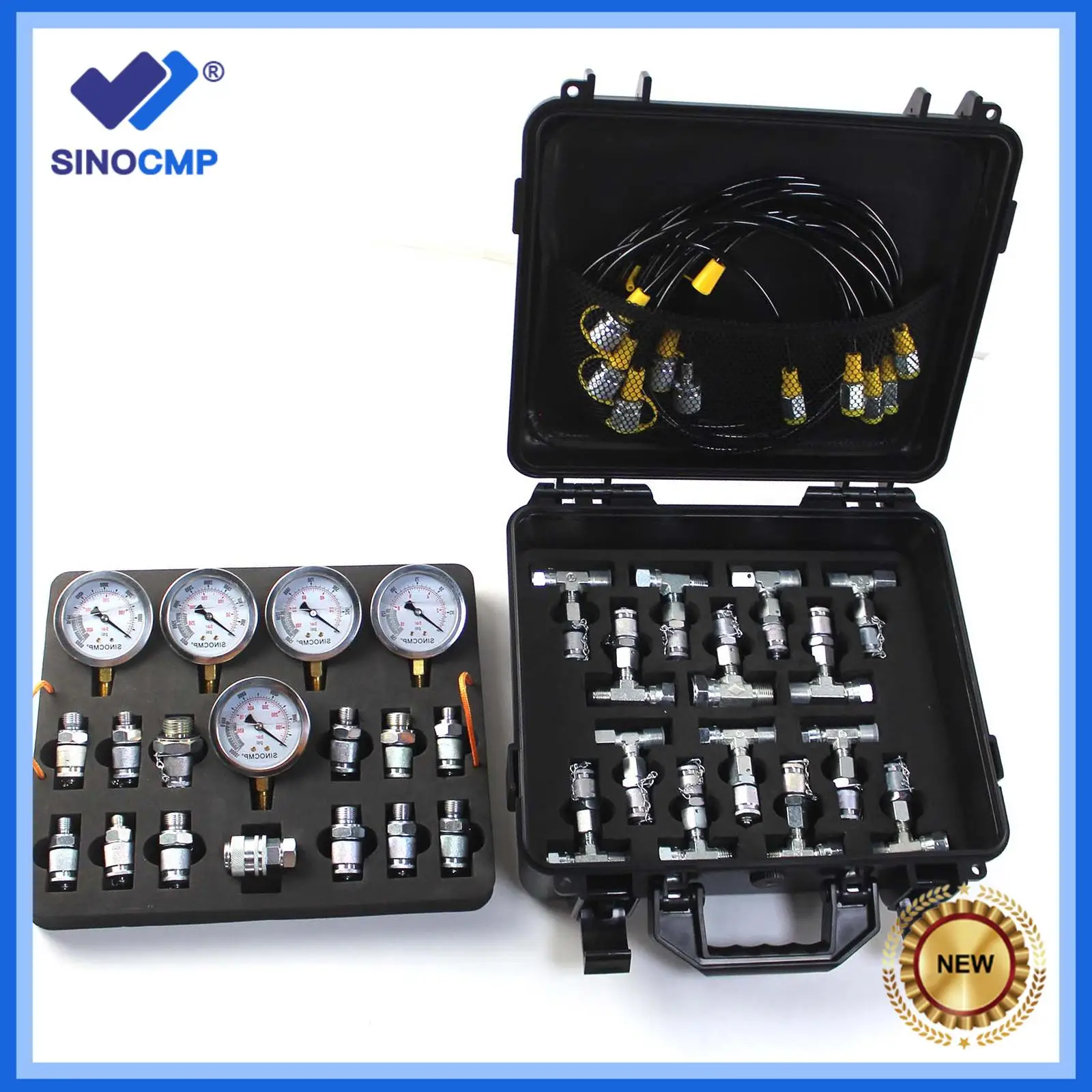 1set5 Gauges 13 Couplings 14 Tee Hydraulic Pressure Test Kit Connectors 1Mpa/10Mpa/25Mpa/40Mpa/60Mpa For CAT CASE John Deere