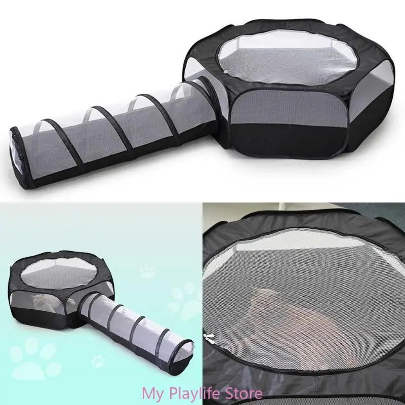 Collapsible Cat Tunnel & Cube for Pet Dogs Hideaway Play Tunnel Playpen Toy Tunnel Tube Playtent Pet Interaction Toy