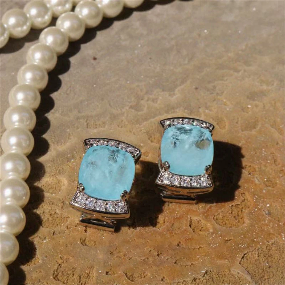 مزاجه خمر مع الأقراط حجر الراين الأزرق قلادة للنساء فتاة هدية حزب المختنق المجوهرات بالجملة #3