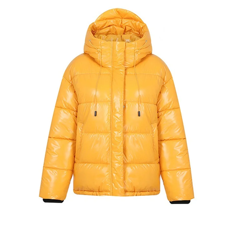 Neue Winter Jacke Frauen Parka Mode Mit Kapuze Dicke Warme Glänzend Unten Baumwolle Mantel Parkas Weibliche Casual Outwear Mantel Damen