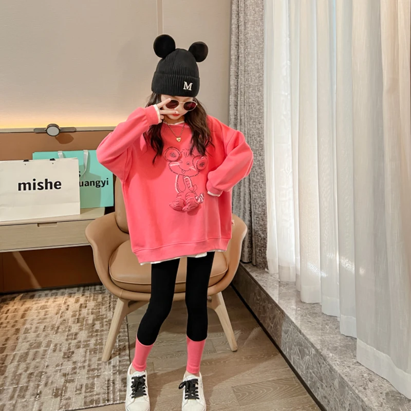 Spring Autumn Girls Clothes Sets Cartoon frog Sweatshirt + skinny Leggings Outfits 5 6 7 8 9 10 12 13 years Casual Kids Clothing