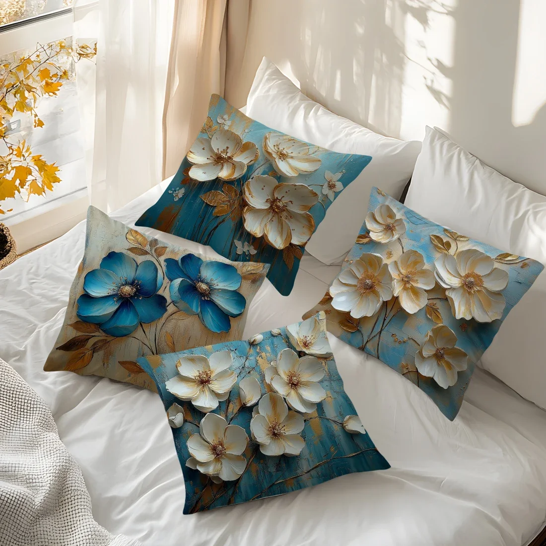 

Vintage Flowers Pillowcase Cushion Polyester 45x45cm Throw Pillow Cover Sofa Chair Bed Cushion Cover Pillowslip Home Decor