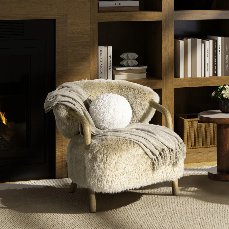 

Подушка Ayla 9, круглая сферическая подушка с акцентом, фигурный белый искусственный мех