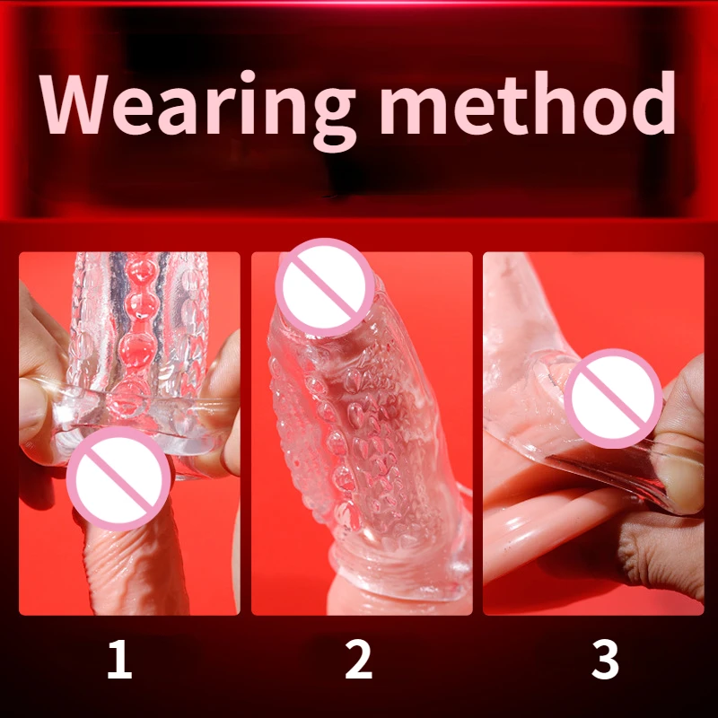 Thicken Penis Enlargement Sleeve Cock Ring Delay Ejaculation Penis Extender Condom Lock Ring Sex Toys for Men Adult Erotic Goods