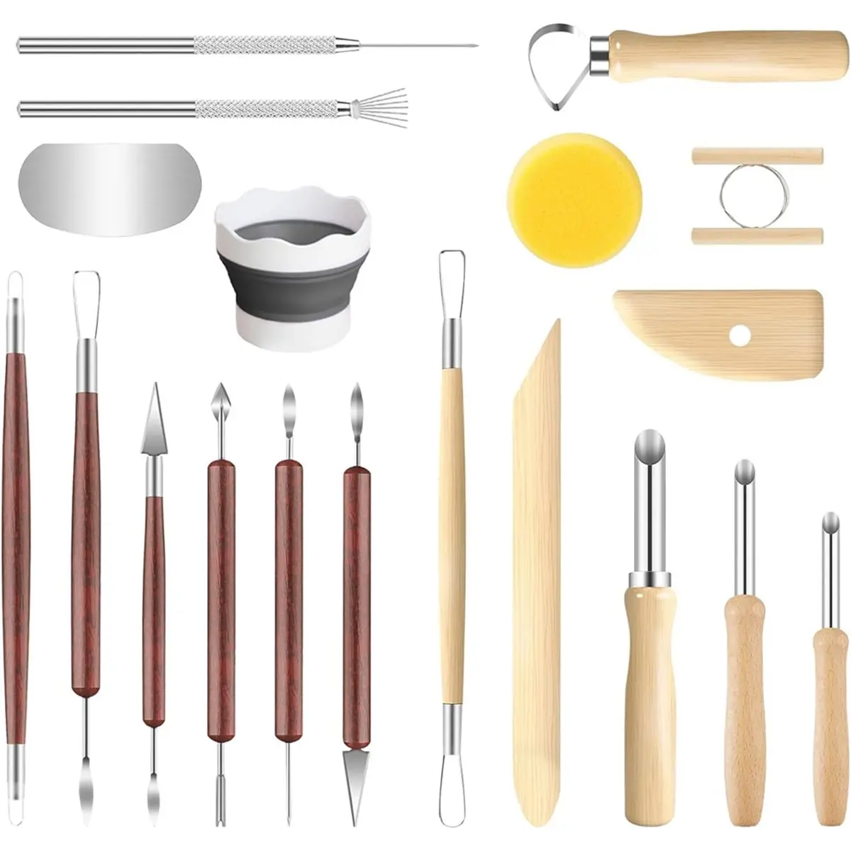 Budget-Friendly-Clay Tools Kit, 19 PCS Pottery Tools, Sculpting Tool for Pottery for Ceramic Craft, Carving, Drawing, Shaping