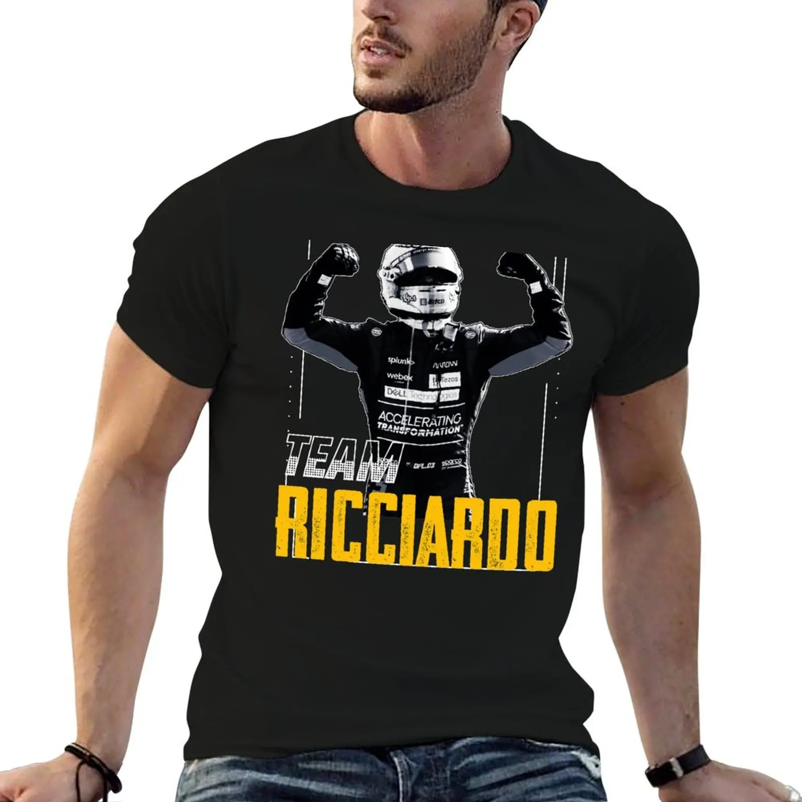 Camiseta Ricciardo Helmet, camisetas divertidas de algodón para hombre, camisetas divertidas de algodón para hombre, camiseta suave de algodón
